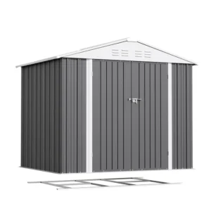 Patiowell 8x6 Metal Shed with Floor Frame, Gray