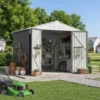 8x6_metal_shed_with_floor_frame_gray_scene Patiowell 8x6 Metal Shed with Floor Frame, Gray