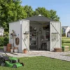 8x6_metal_shed_with_floor_frame_white_scene Patiowell 8x6 Metal Shed with Floor Frame, White