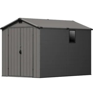 Patiowell 6x10 ft Plastic Shed with Window, Dark Gray