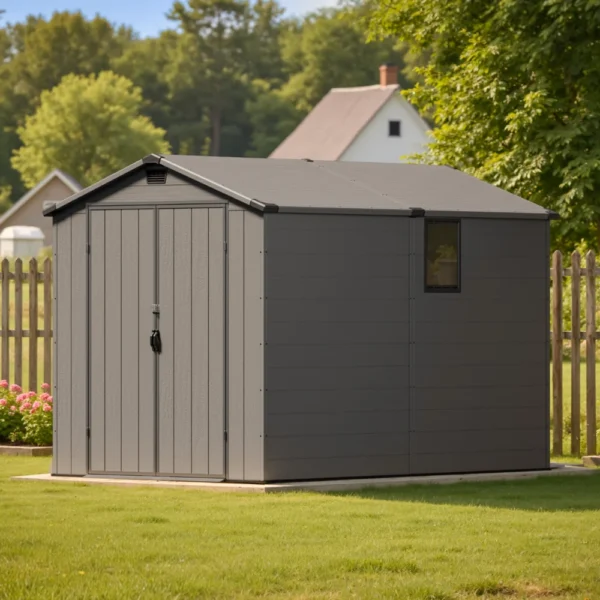 Patiowell 6x10 ft Plastic Shed with Window, Dark Gray